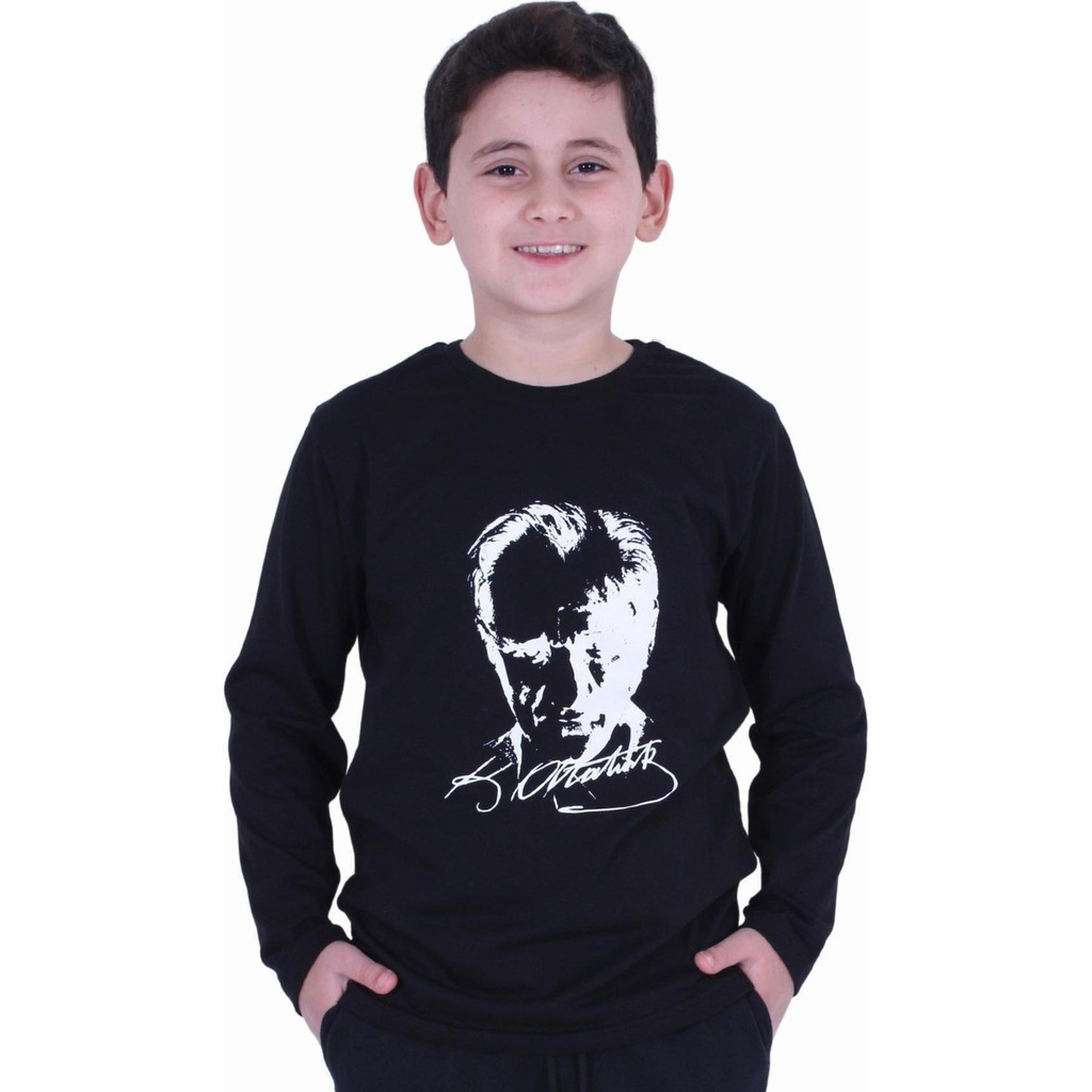 Atatürk Baskılı UZUN KOL Baskılı Atatürk Imzalı Unisex Çocuk T-shırt Giyim & İç Giyim Fiyatı