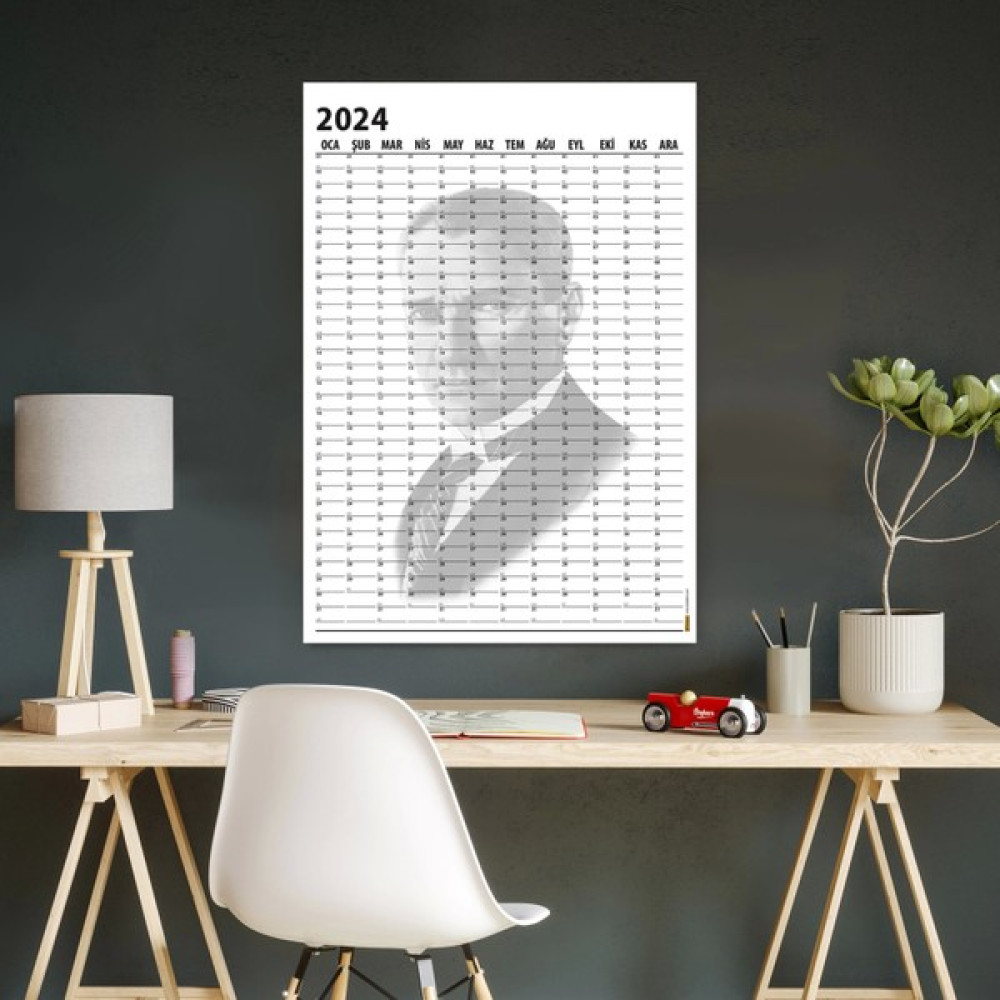 Atatürk Duvar Takvimi, Atatürk Takvimi 2024, Atatürk Fotoğraflı Takvimi, 100. Yıl Takvimi - 50X70CM Takvim Fiyatı