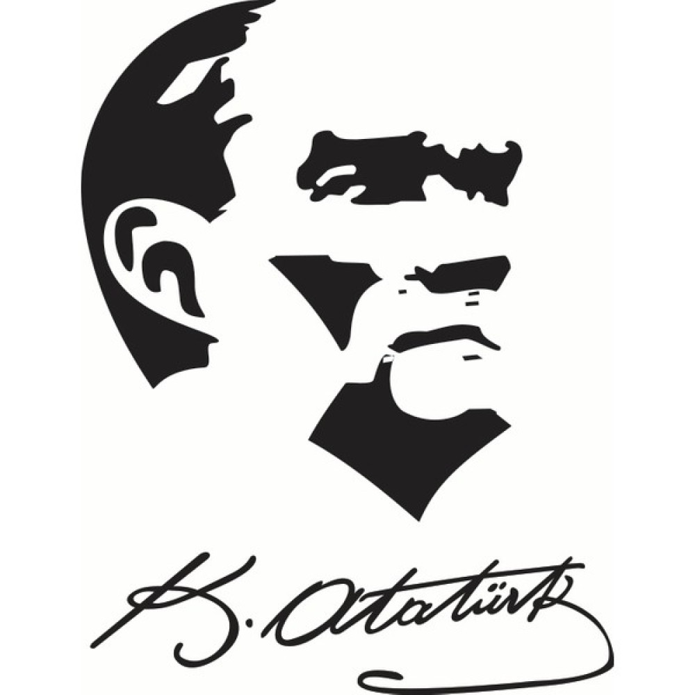 Atatürk Silüeti + İmza - Oto Sticker Oto Boyaları Fiyatı