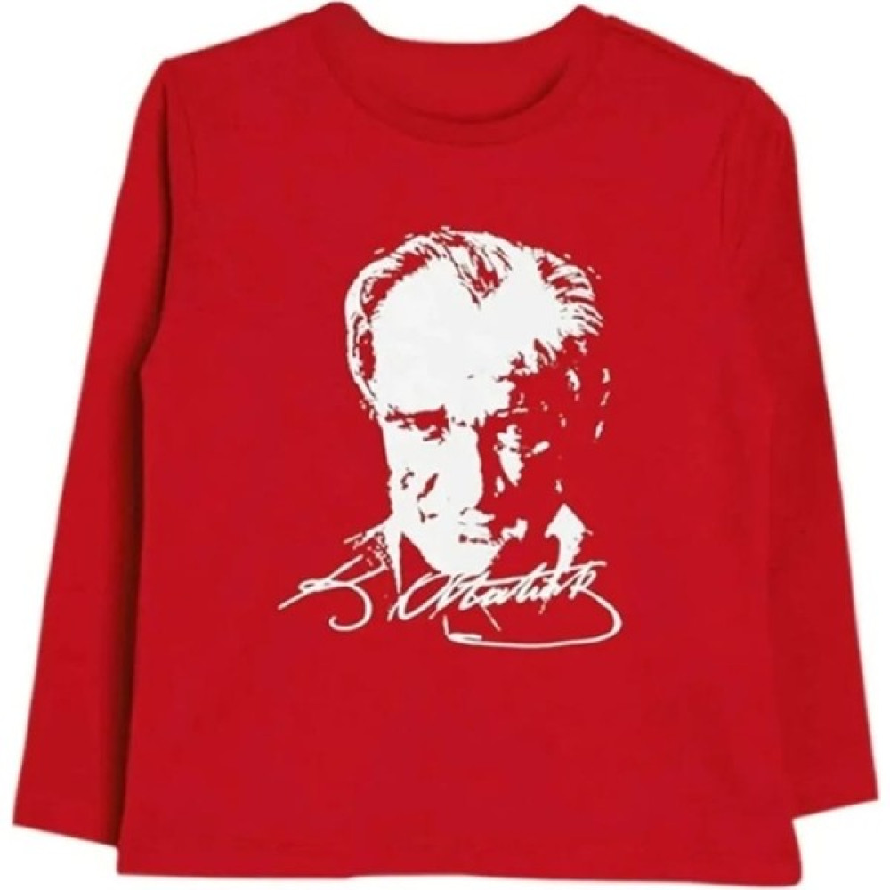 Atatürk Uzun Kollu Penye Süper Tişört 23 Nisan 29 Ekim Atatürk Uzun Kol Erkek Çocuk T-shirt Fiyatı