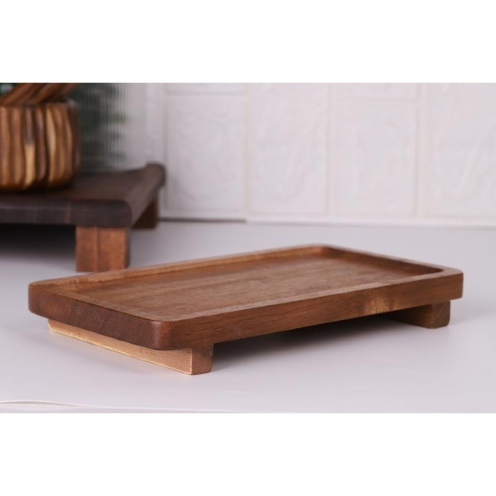 Atby Akasya Doğal Ahşap Dikdörtgen Ayaklı Sunumluk 26X14 cm Kahvaltı Peynir Atıştırmalık Servis Tabağı - 26 x 14 cm Mutfak Gereçleri Fiyatı