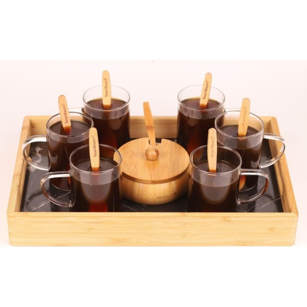 Atby Home Bambum 16 Parça Tepsili Çay Seti Borosilikat Cam Fincan / Bardak / Kahve Takımı Fiyatı