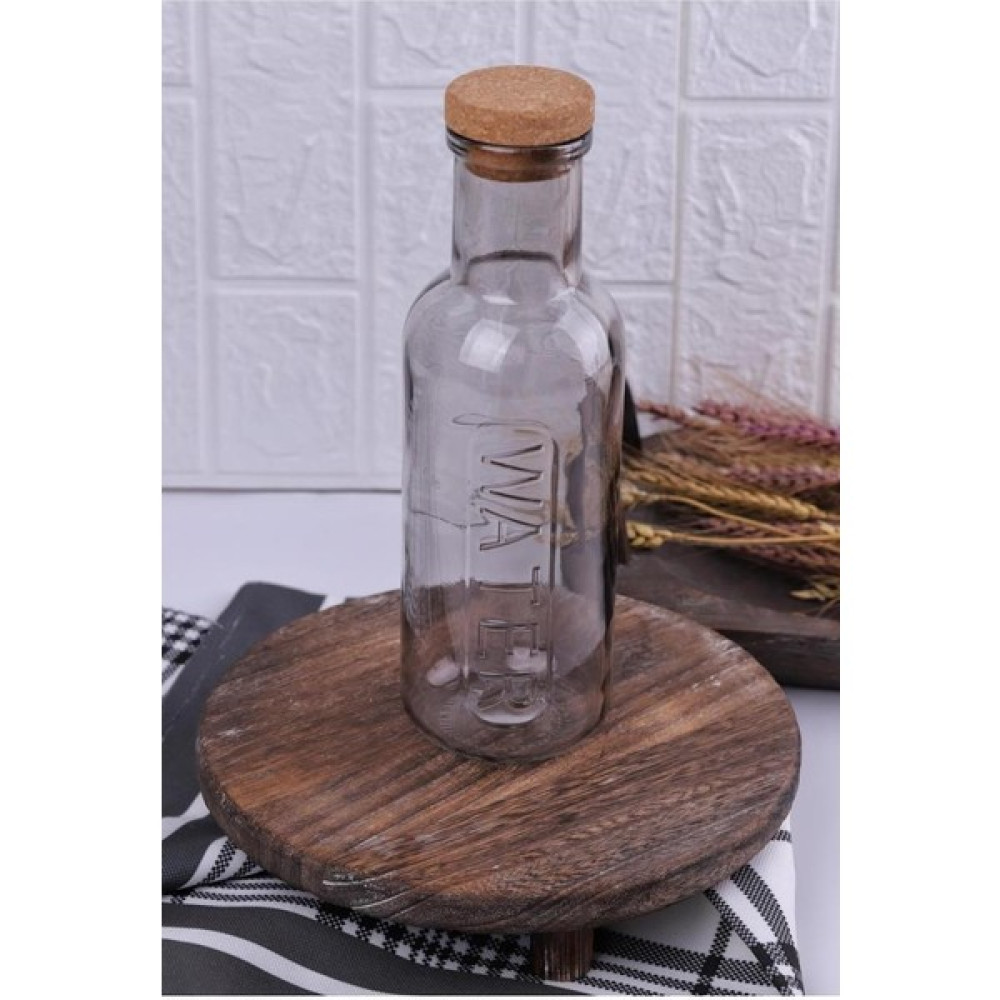 Atby Home H2O Mantar Kapaklı Cam Su Şişesi Sürahi 1 Lt Füme - 1000 ml Sürahi Fiyatı