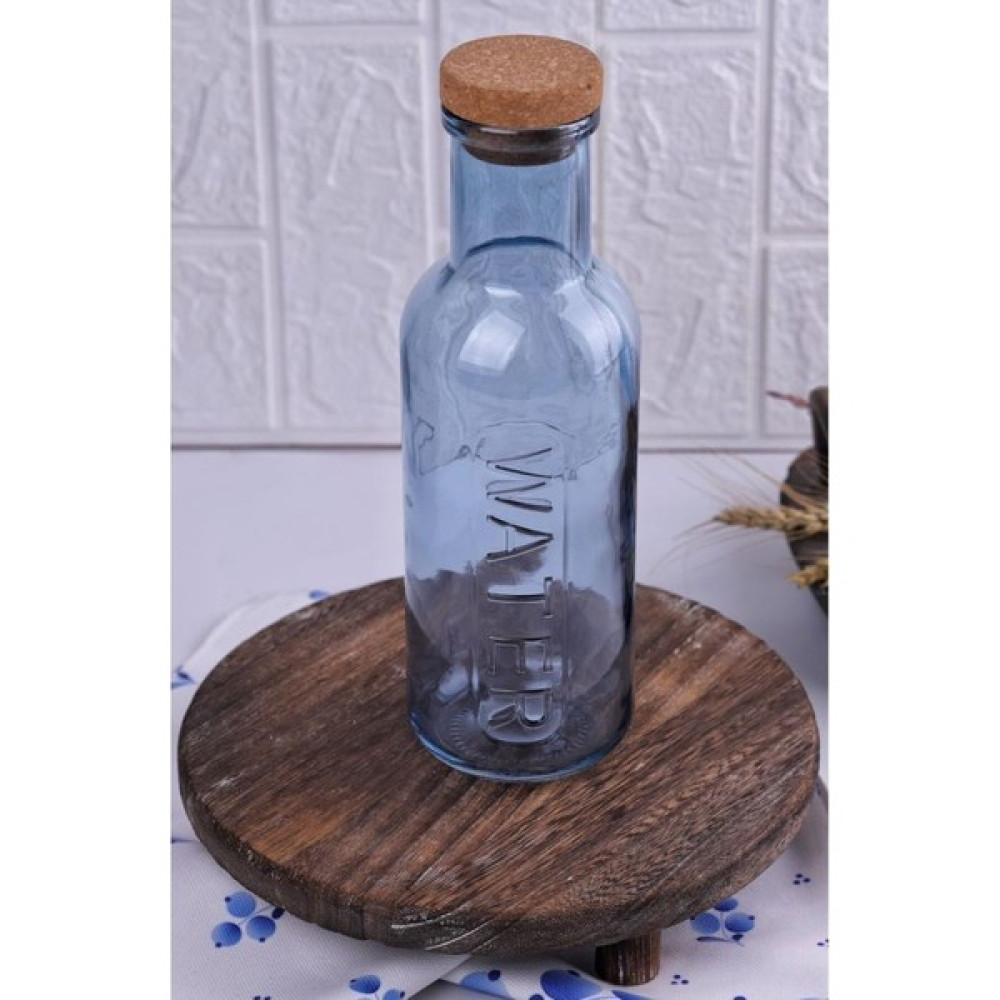 Atby Home H2O Mantar Kapaklı Cam Su Şişesi Sürahi 1 Lt Mavi - 1000 ml Sürahi Fiyatı