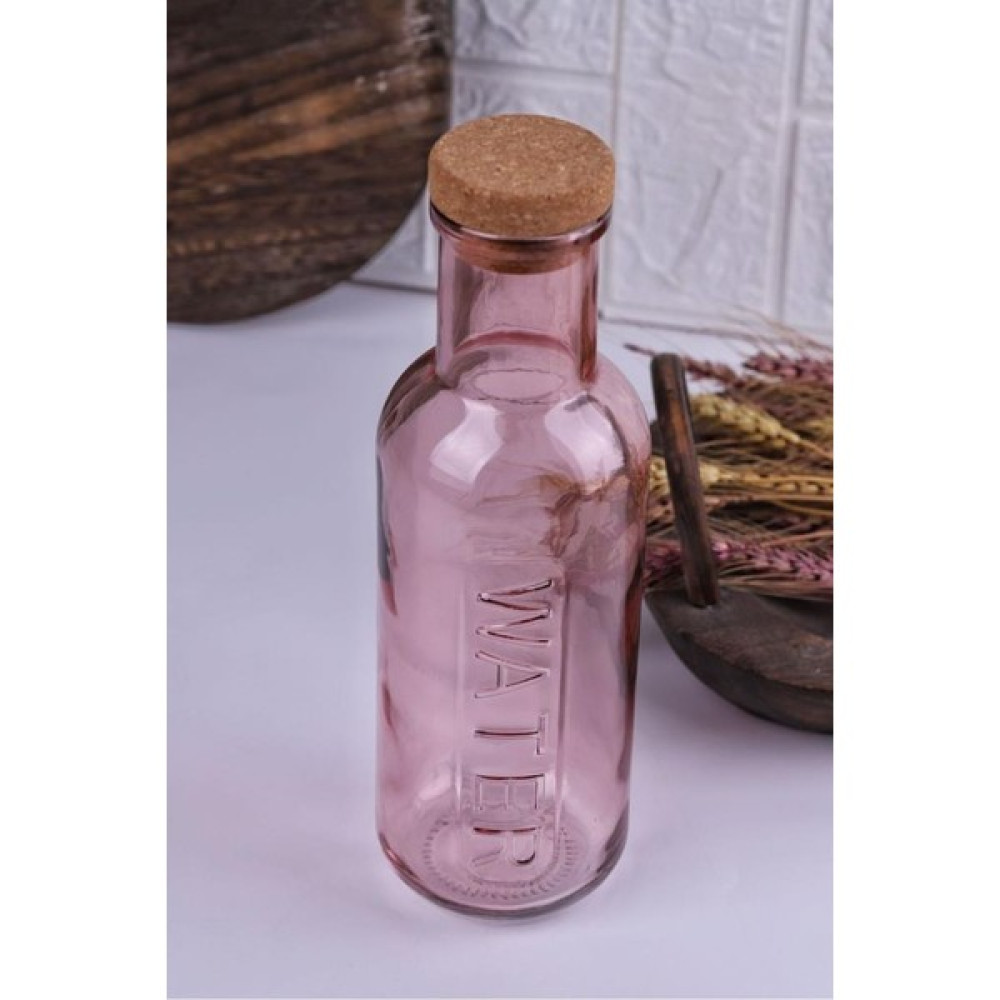 Atby Home H2O Mantar Kapaklı Cam Su Şişesi Sürahi 1 Lt Pembe - 1000 ml Sürahi Fiyatı