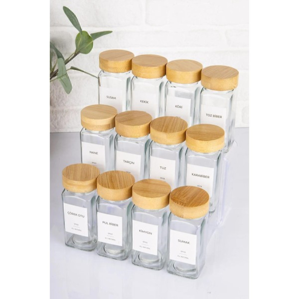 Atbyhome Bambu Kapaklı 12 Adet Cam Baharatlık Seti 120 ml Baharat Setleri & Baharatlıklar Fiyatı