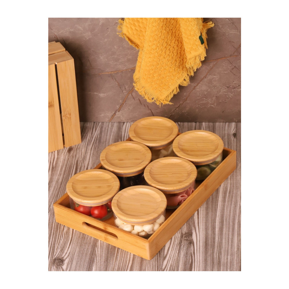 Atbyhome Bambum Duo 300ml 6lı Bambu Tepsili Bambu Vakumlu Kapaklı Cam Kahvaltılık Saklama Kapları Fiyatı