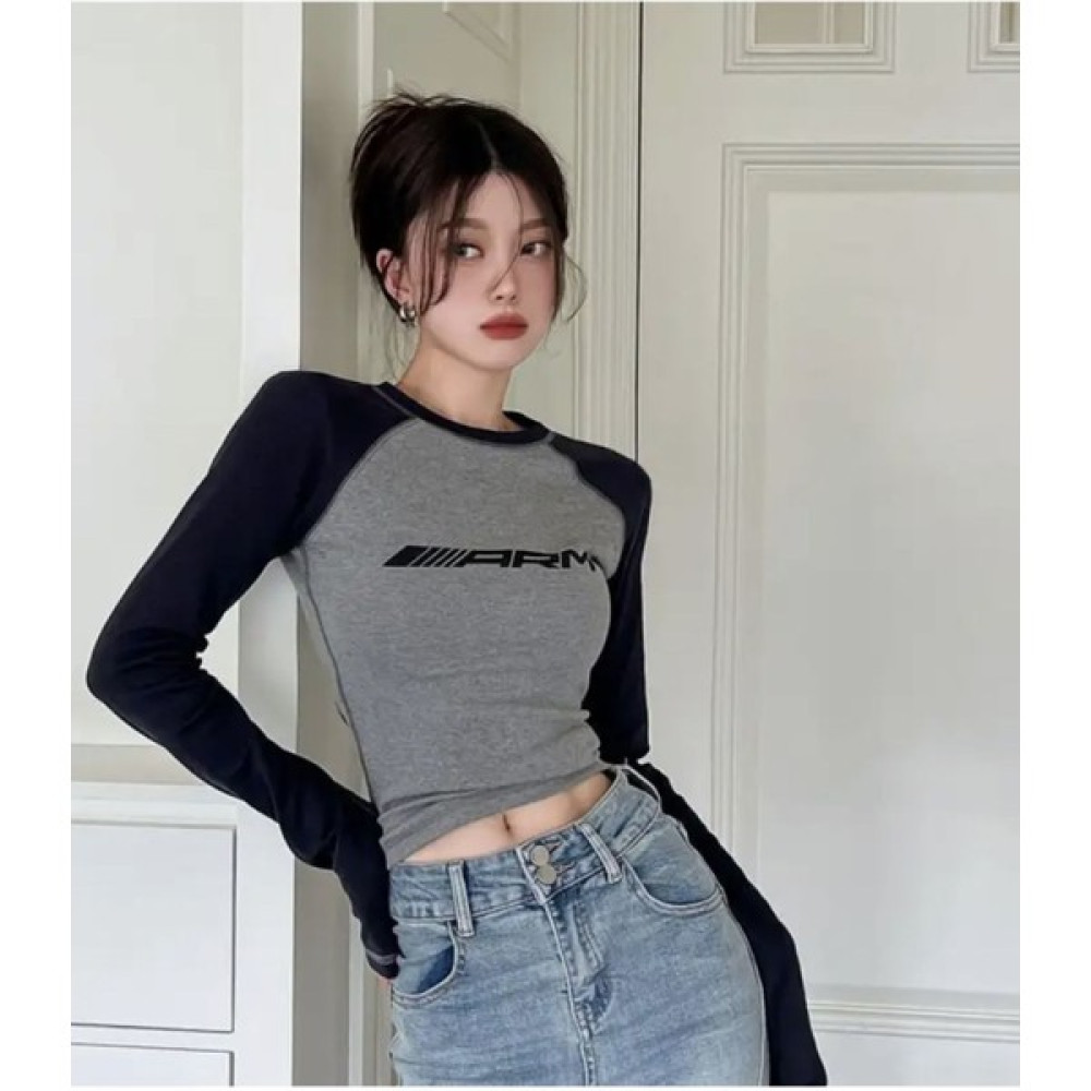 Ategewear Y2K Arm Baskılı Uzun Kol Crop Bluz Bluz Fiyatı