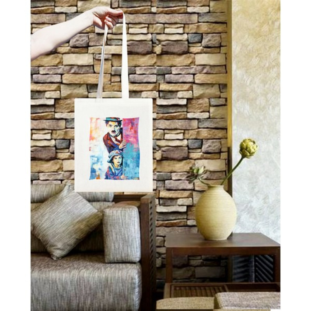 Atekder Charli Chaplin Baskılı Pamuklu Ham Bez Çanta 35X40 cm Erkek Çanta ve Cüzdan Fiyatı