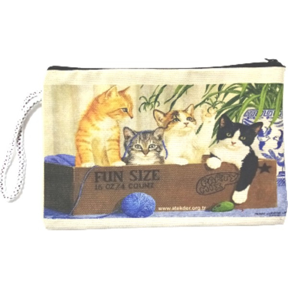 Atekder Pamuklu Ham Bez Cüzdan 18X12 Cm. Kediler Baskılı Bayan Cüzdan Fiyatı