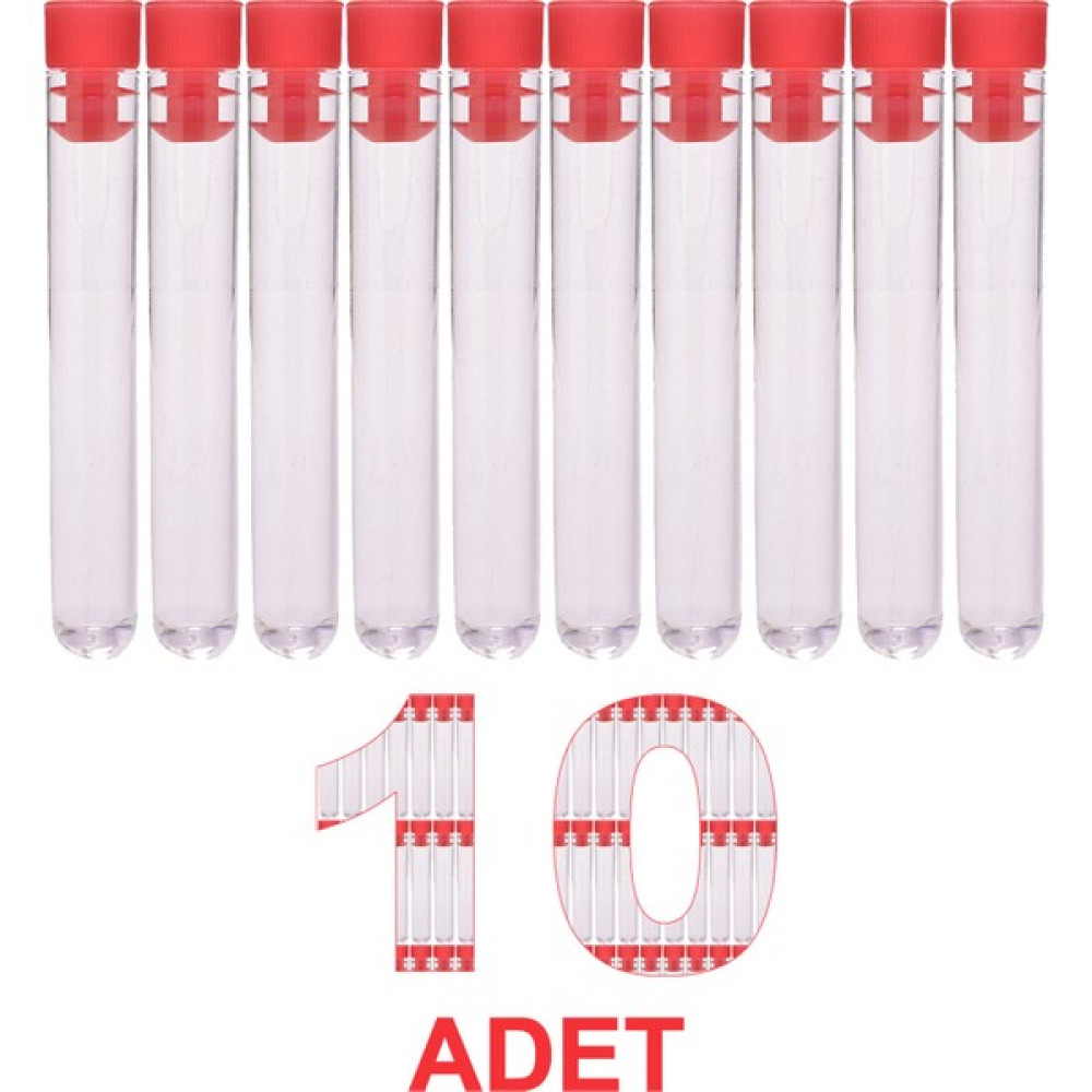 Atel-San Deney Tüpü 12X75 mm / Plastik - Dibi Yuvarlak Kapaklı x 10 Adet Okul Malzemeleri Fiyatı