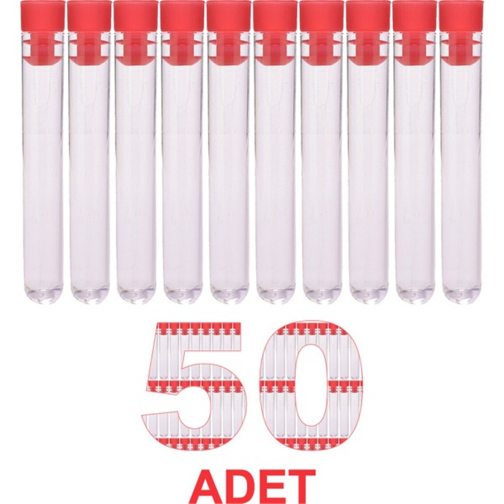 Atel-San Deney Tüpü 12X75 mm / Plastik - Dibi Yuvarlak Kapaklı x 50 Adet Okul Malzemeleri Fiyatı