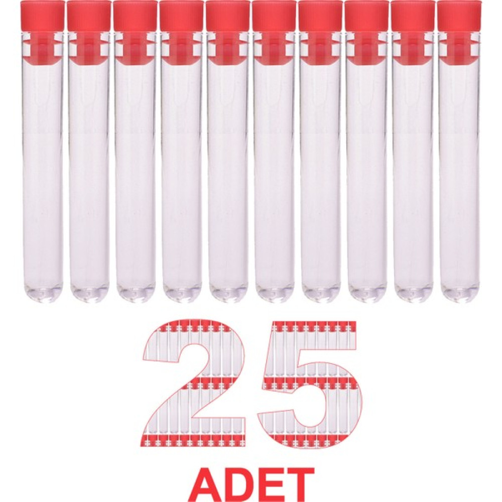 Atel-San Deney Tüpü 16X100 mm / Plastik - Dibi Yuvarlak Kapaklı x 25 Adet Okul Malzemeleri Fiyatı