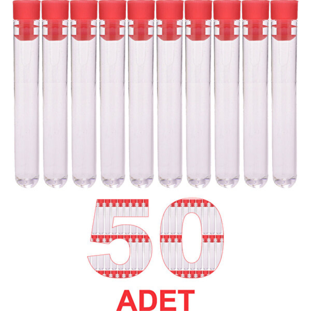 Atel-San Deney Tüpü 16X100 mm / Plastik - Dibi Yuvarlak Kapaklı x 50 Adet Okul Malzemeleri Fiyatı