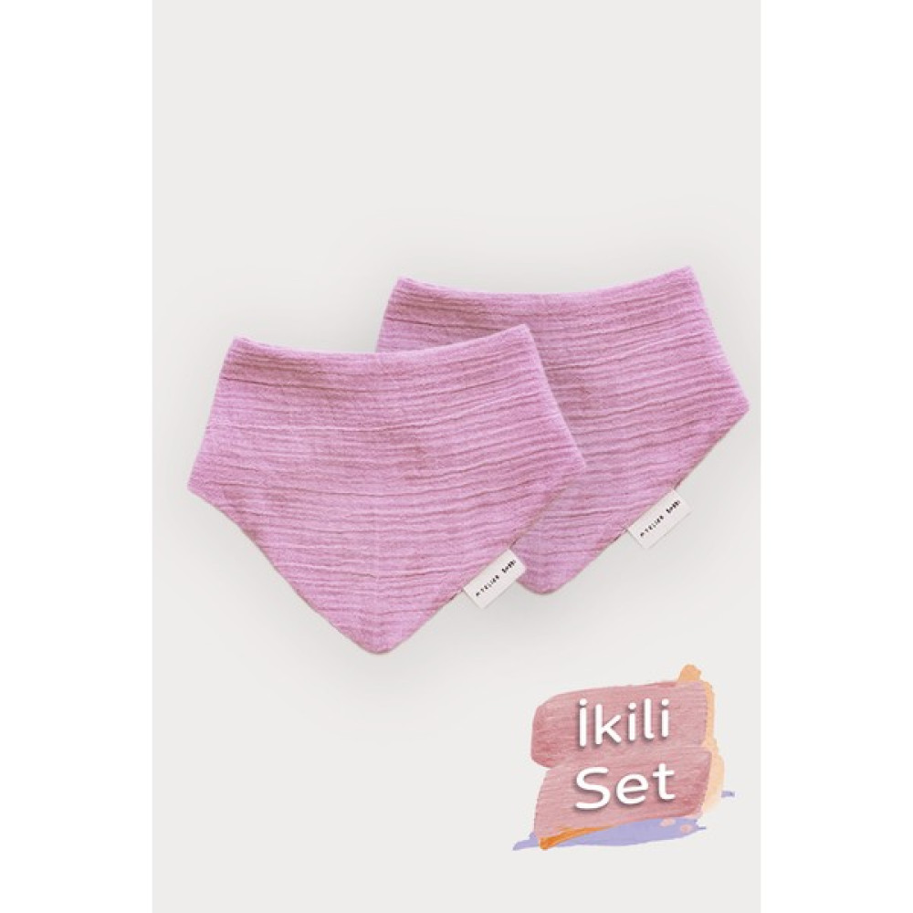 Atelier Babbi 2'li Müslin Bebek Önlük Seti - Lila - 0 - 1 Yaş - Beyaz Oto Boyaları Fiyatı