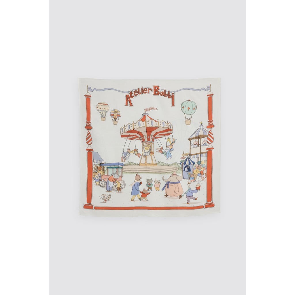 Atelier Babbi Çift Katlı Müslin Bebek Örtüsü - Funfair - 70 x 70 cm - Beyaz Diğer Fiyatı