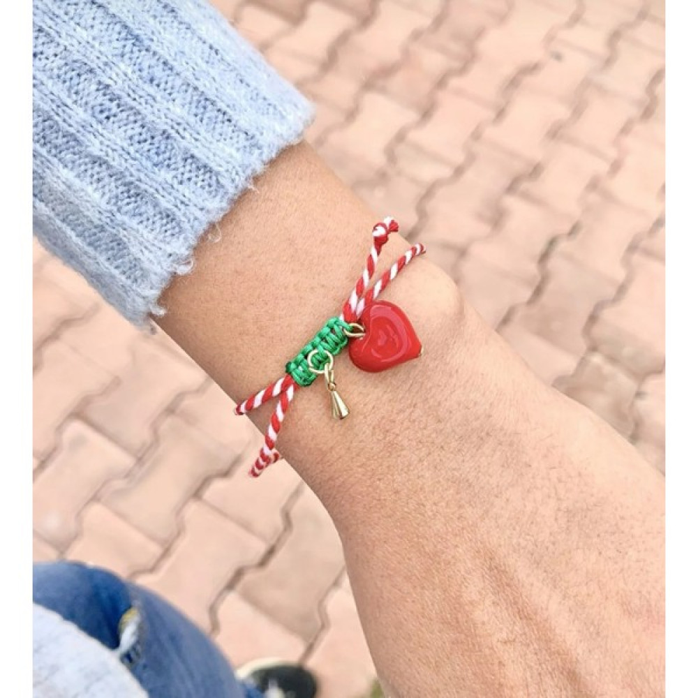 Atelier Çağla Kalpli Kırmızı Beyaz Yeni Yıl Marteniçka Şans Bilekliği Saat ve Bileklik Aksesuarı Fiyatı