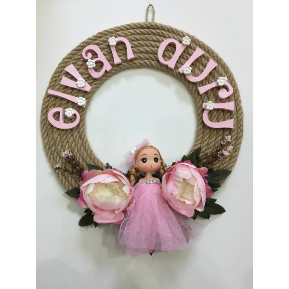 Atelier Es Kız Bebek Odası Çocuk Odası Kapı Süsü Hasır İp Tasarımı Kapı Süsü Bebek Kapı Süsü Fiyatı