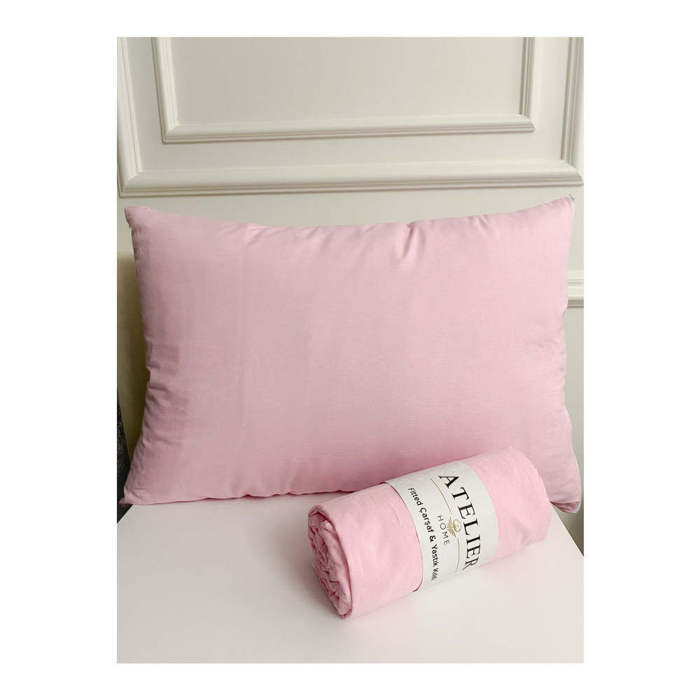 Atelier Home Çift Kişilik Battal Pembe Ranforce Lastikli Çarşaf Adet Yastık Kılıfı 180 x 200 Beden Çarşaf Fiyatı