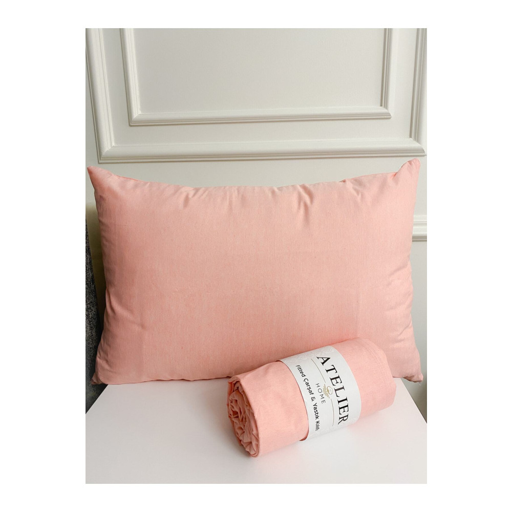 Atelier Home Çift Kişilik Battal Somon Ranforce Lastikli Çarşaf Adet Yastık Kılıfı 180 x 200 Beden Çarşaf Fiyatı