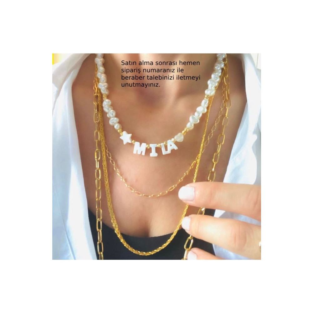 AtelierNU Jewelry Kişiye Özel Isimli Inci Kolye. Bijuteri Kolye Fiyatı