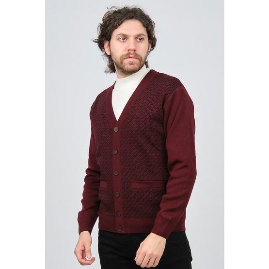 Ateş Triko 6092086 Bordo Erkek Hırka