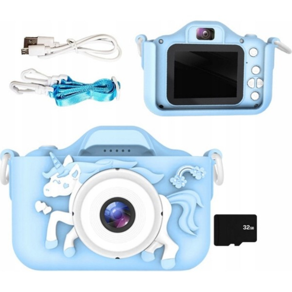 AteşTech Çocuk Fotoğraf Makinesi 2inç Kılıflı Hd Dijital Selfie Kamera + 32GB Hafıza Kartı - Mavi Dijital Fotoğraf Makineleri Fiyatı