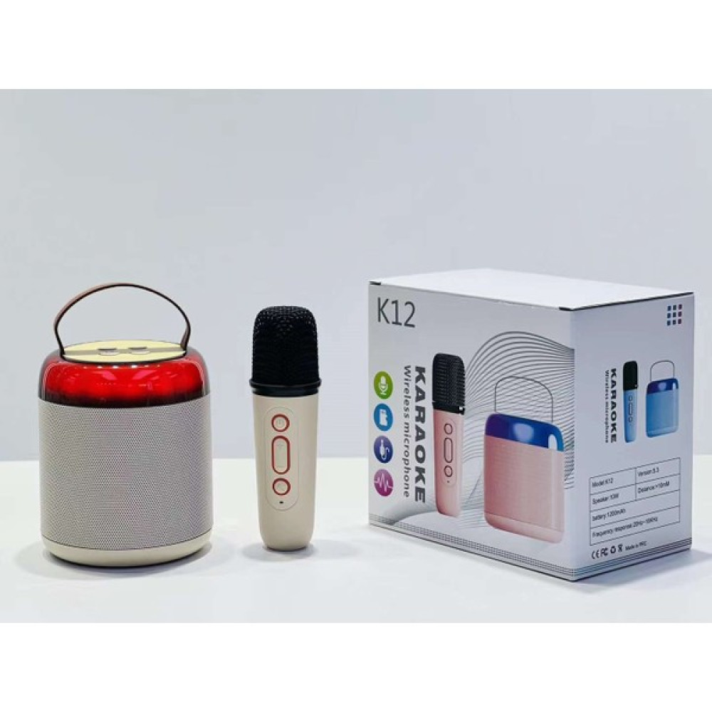 AteşTech Karaoke Mikrofonlu Rgb Işıklı Profesyonel Taşınabilir Bluetooth HOPARLÖR-K12 - Kırmızı - Gri Oto Boyaları Fiyatı