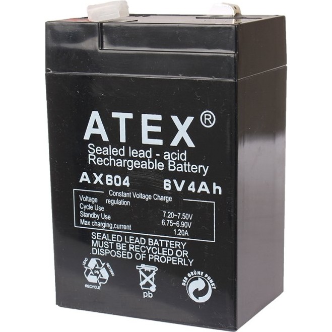 Atex 6V-4AH Akü 1000 CCA Soğuk Motor Marş Gücü ile 10 Ah Akım ve 6 Volt Kapasite Diğer Fiyatı