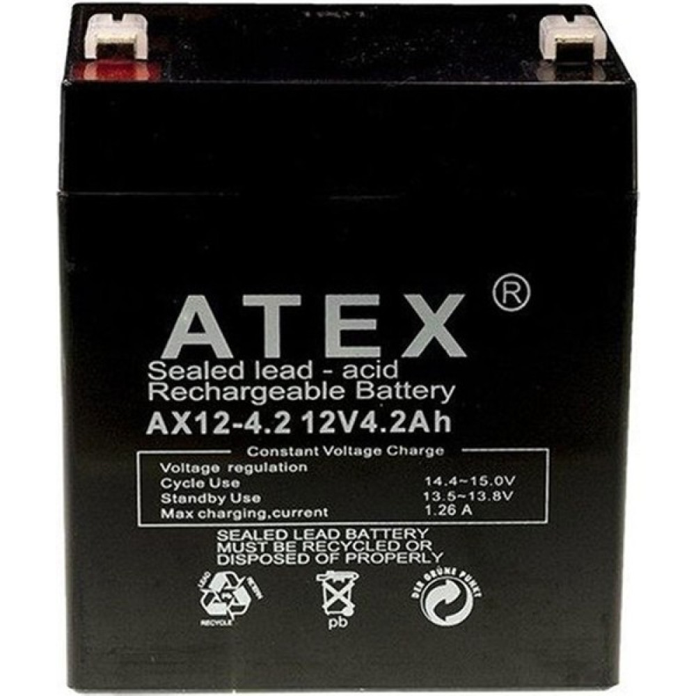 Atex Akü 12 Volt 4.2 Amper (90 x 70 x 101 Mm) (4396) Akü Fiyatı