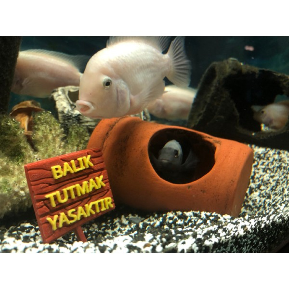 ATG Store Akvaryum Dekoru - Balık Tutmak Yasaktır Yazısı (Ahşap Desenli) Evcil Hayvan Ürünleri Fiyatı