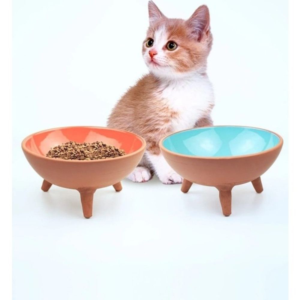 ATH Store Cappadocia Pottery 2li Çömlek Ayaklı Sırlı Seramik Kedi Maması Kabı - Kırmızı Evcil Hayvan Ürünleri Fiyatı