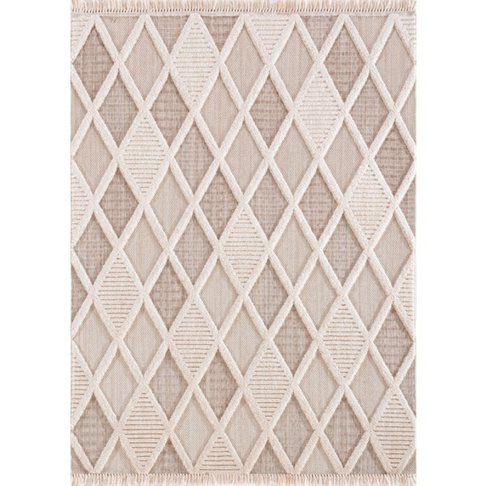 ATHENA CONCEPT Rio Iskandinav Desenli Modern Bukleli Loop Makine Halısı - 80 x 150 cm - Krem Zemin - Multi Color Desenli Salon Halısı Fiyatı