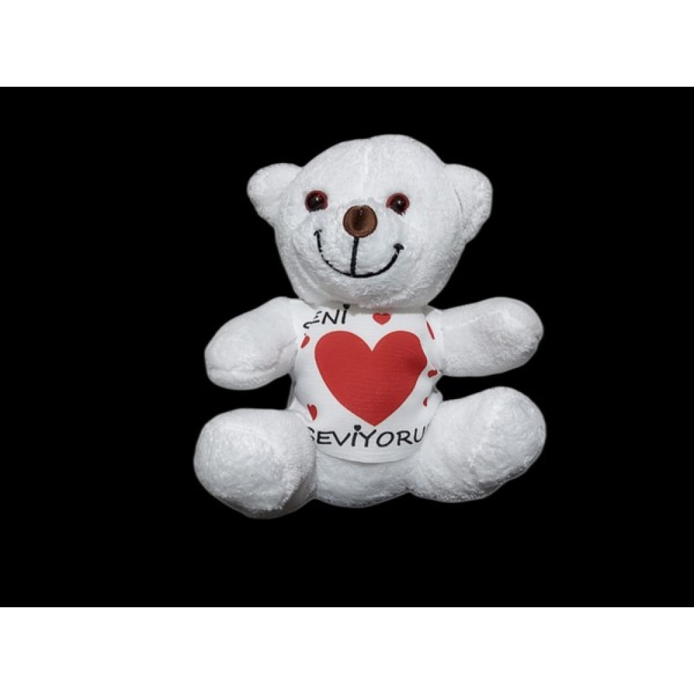 Atik Avm Seni Seviyorum Yazılı Peluş Ayıcık - 010 - Beyaz Peluş Oyuncaklar Fiyatı