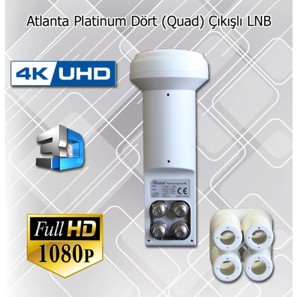 Atlanta Platinum Quad Dörtlü Dört Çıkışlı 4K Full HD LNB (Dört Ayrı Uydu Alıcısında Kullanım) LNB ler Fiyatı