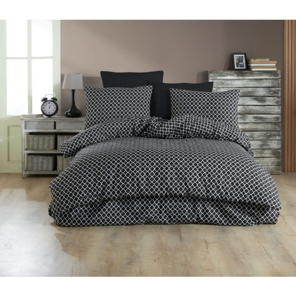 Atlantis Home Petek Desenli Ranforce Pamuklu Çarşaflı Çift Kişilik Nevresim Takımı - Sürpriz Hediyeli !!! - Siyah - 200 x 240 cm Nevresim Takımı Fiyatı