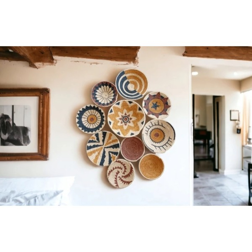Atlas Home Art 10ADET Hasır Duvar Tabağı Seti - Kahverengi Ev & Dekorasyon Aksesuarları Fiyatı