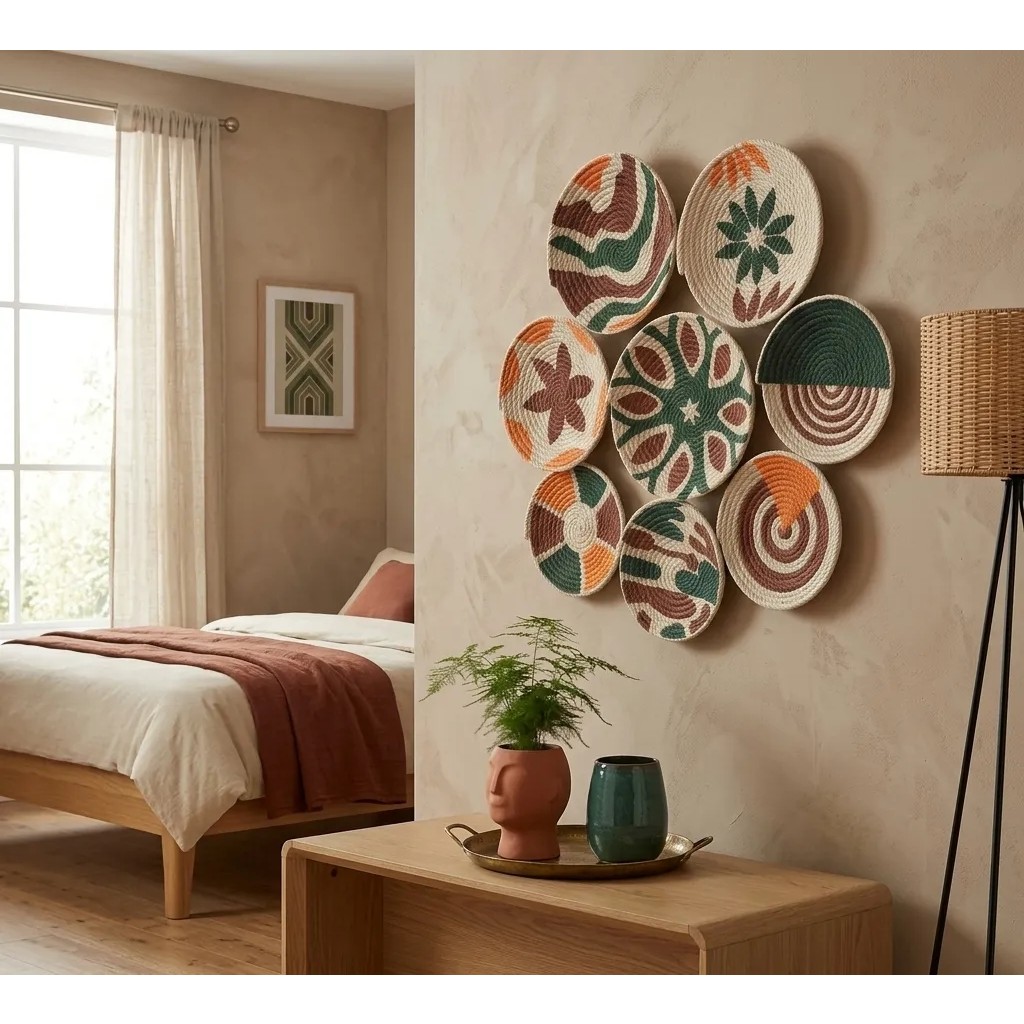 Atlas Home Art 8li bohem hasır Duvar Tabağı - Yeşil Diğer Fiyatı