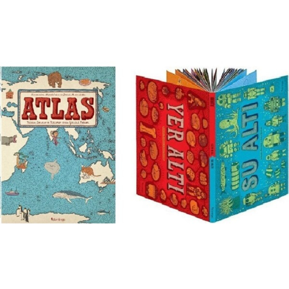 Atlas Kıtalar Denizler Kültürler Arası Yolculuk Rehberi + Yer Altı - Su Altı Okul Öncesi Eğitici & Öğretici Kitaplar Fiyatı