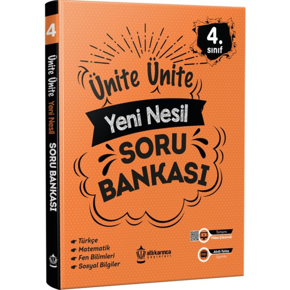 Atlı Karınca Yayıncılık Ünite Ünite 4. Sınıf Yeni Nesil Soru Bankası Tüm Dersler Fiyatı