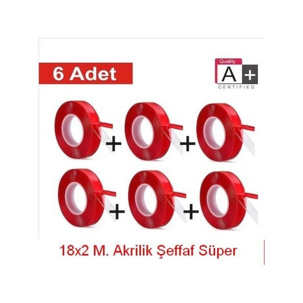Atmaca Çift Taraflı Bant Şeffaf Silikon Bant 18X2 M ( 6 Ad.) Nalburiye & Hırdavat Fiyatı