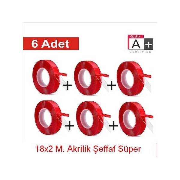 Atmaca Çift Taraflı Bant Şeffaf Silikon Bant 18X2 M ( 6 Ad.) Diğer Fiyatı