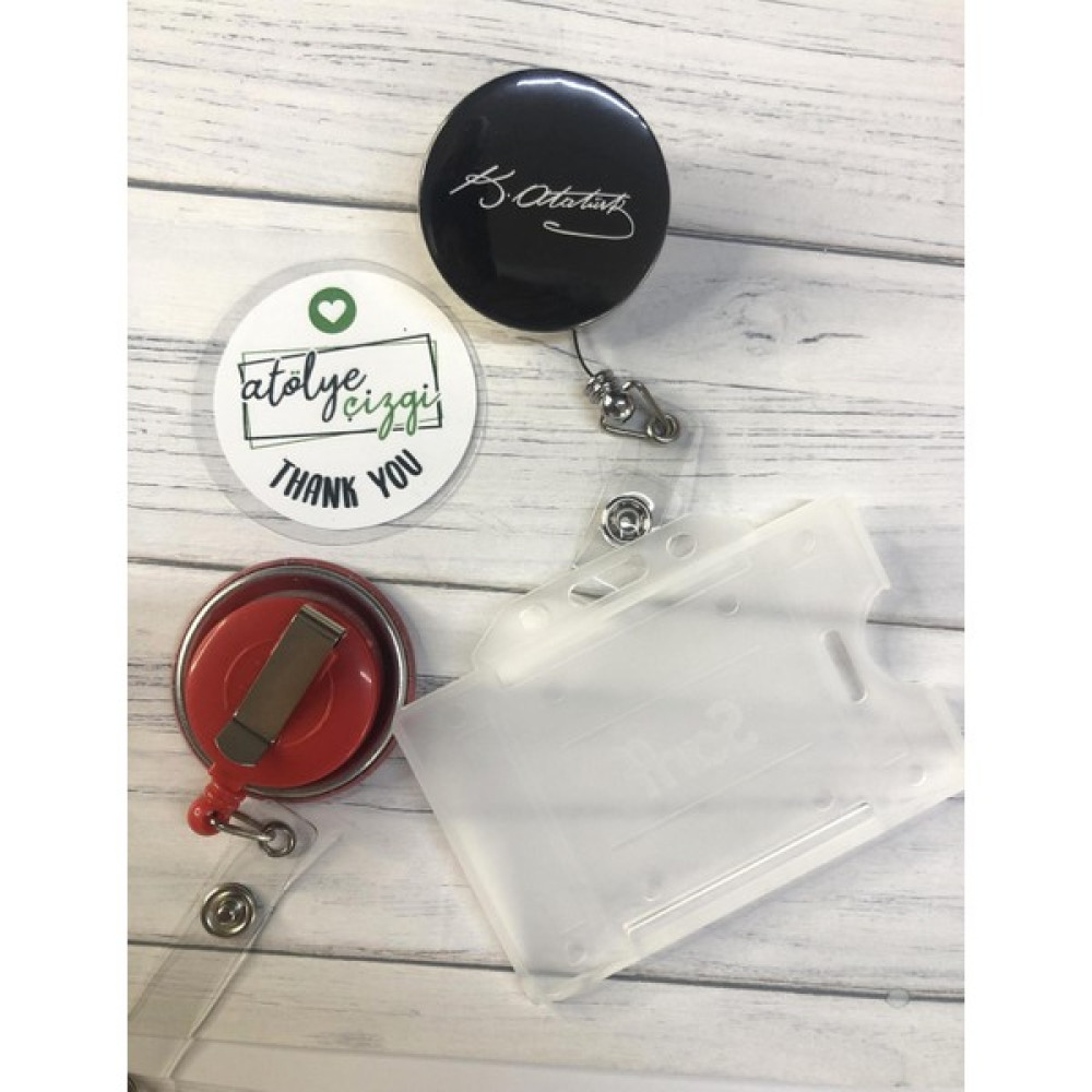Atölye Çizgi Atatürk Imzalı Siyah Yoyo Yaka Kartlığı Kart Tutucu Yoyo ve Kartlık Plastik Kart Malzemeleri Fiyatı