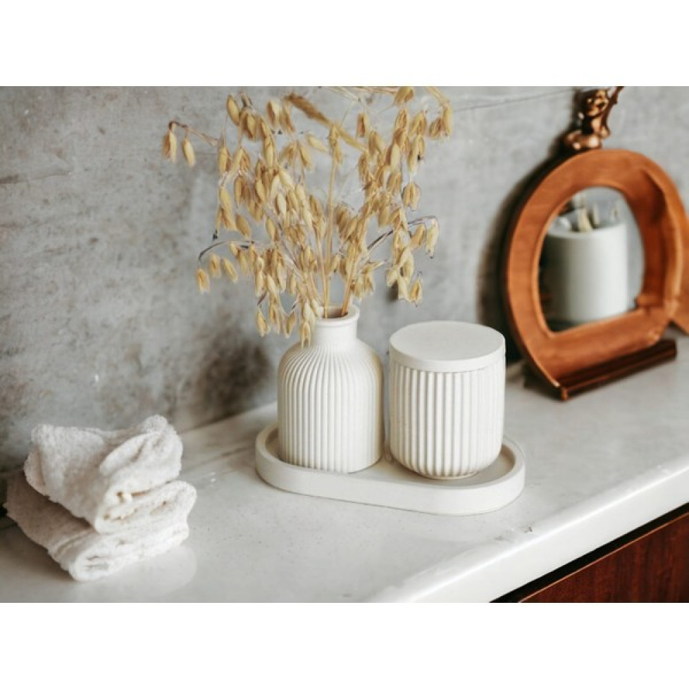 Atölye Tukan Dekoratif Aksesuar Salon Seti-Banyo Seti Mini Kuru Çiçek Vazo-Kapaklı Kutu-Oval Sunumluk - Renkli - 5 x 11 cm Hediyelik Eşya Fiyatı