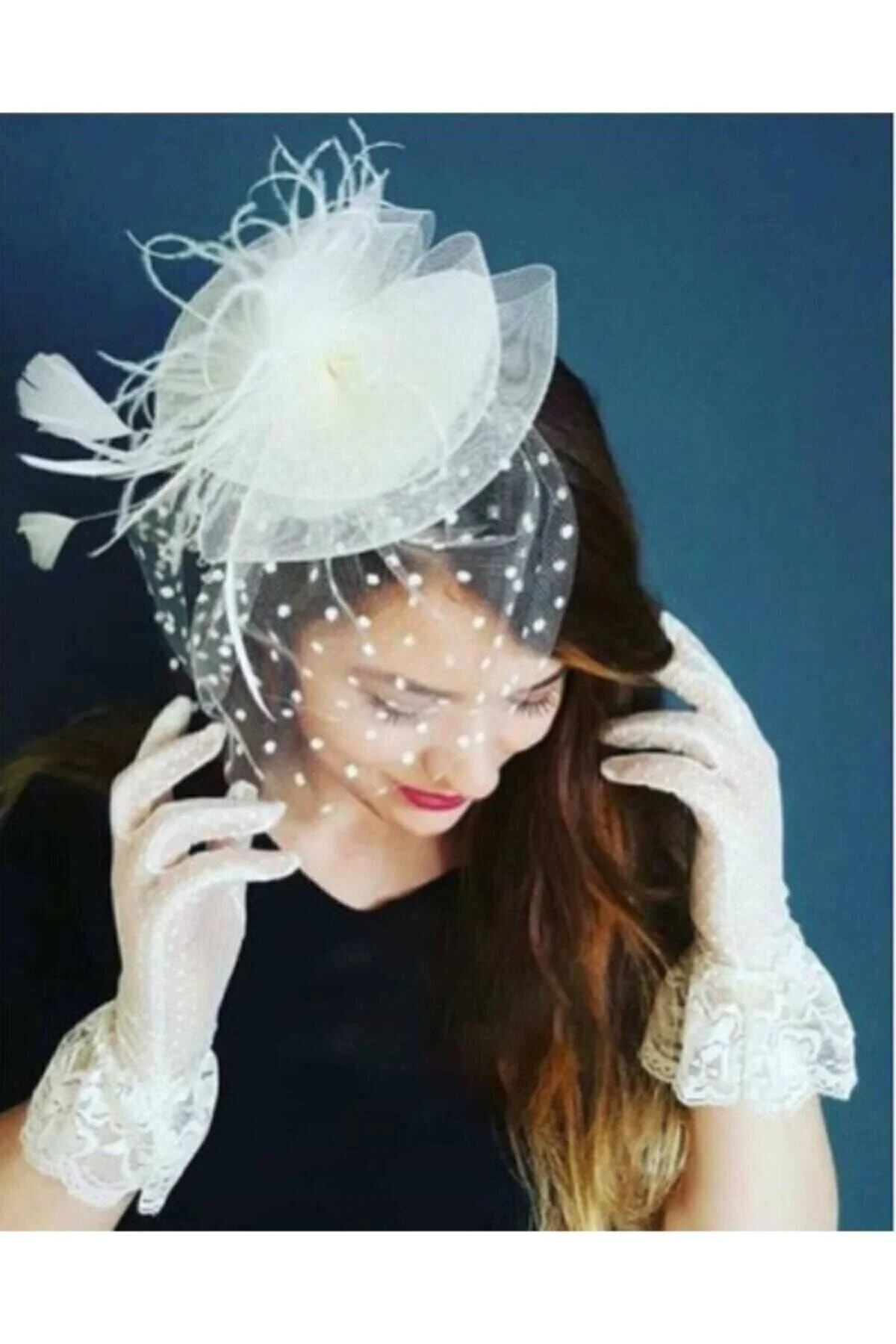 atolyekbk Beyaz Puantiyeli Gelin Kepi Nikah Şapkası Vualet" Toka, Taç & Saç Bandı Fiyatı