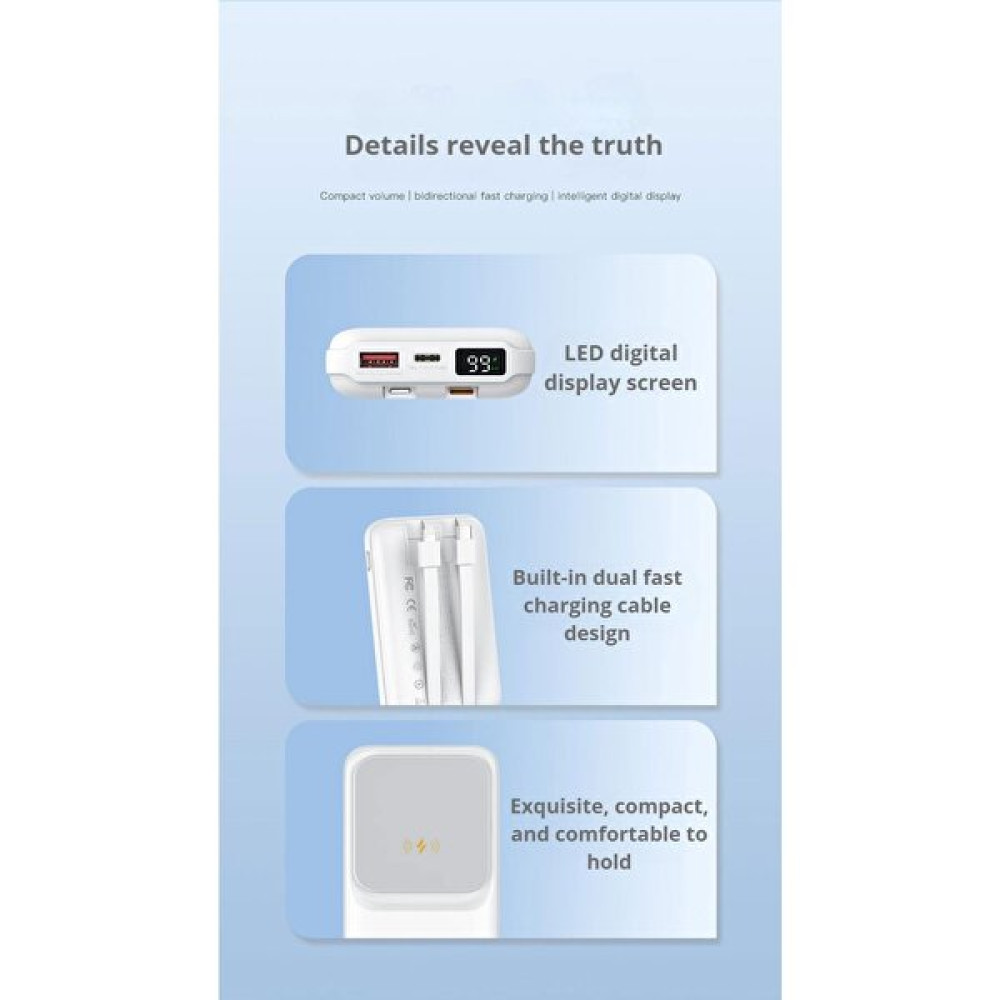 Atongm PowerBank magSafe PD20W 10000 mAh Şeffaf Kablosuz iPhone Şarj Cihazı/HUAWEI/Xiaomi Taşınabilir Hızlı Şarj - Beyaz Taşınabilir Şarj Cihazı - Powerbank Fiyatı