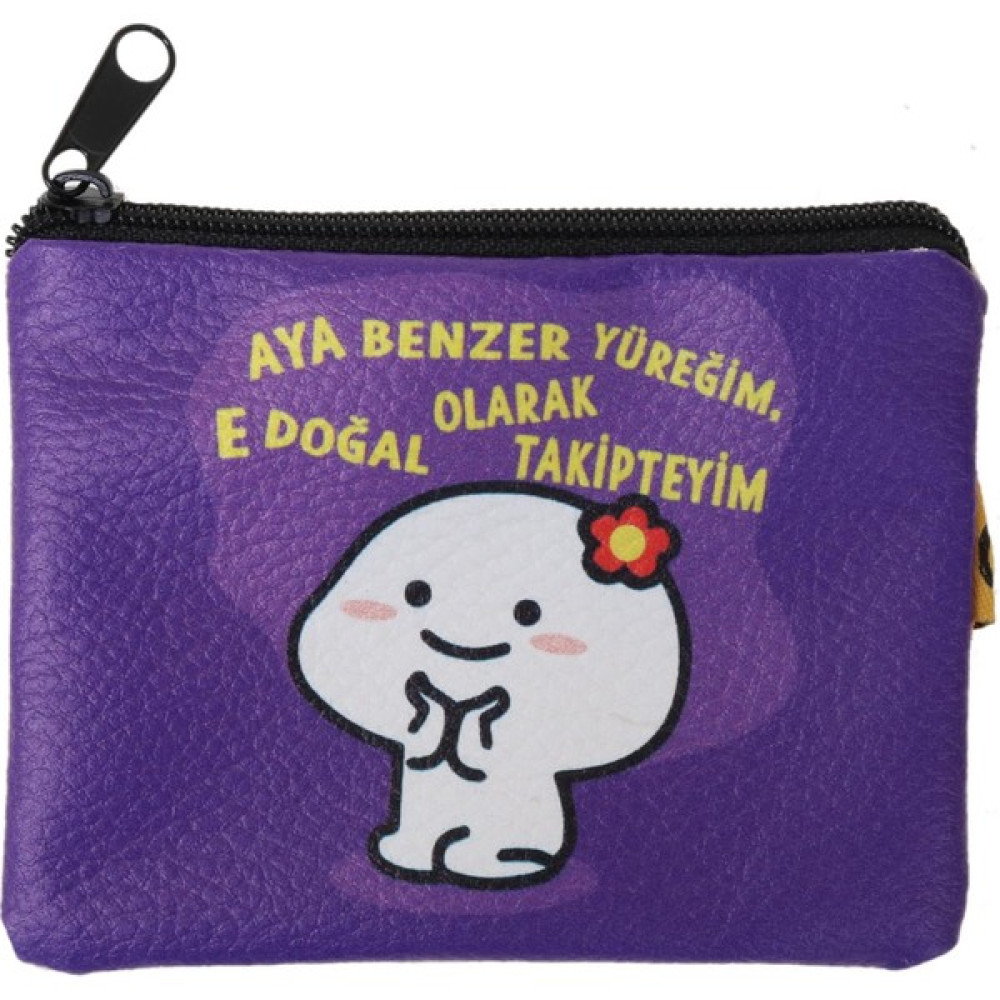 Attach Mor Aya Benzer Yüreğim Resimli Tasarım Süet Bozuk Para Cüzdanı Bayan Cüzdan Fiyatı