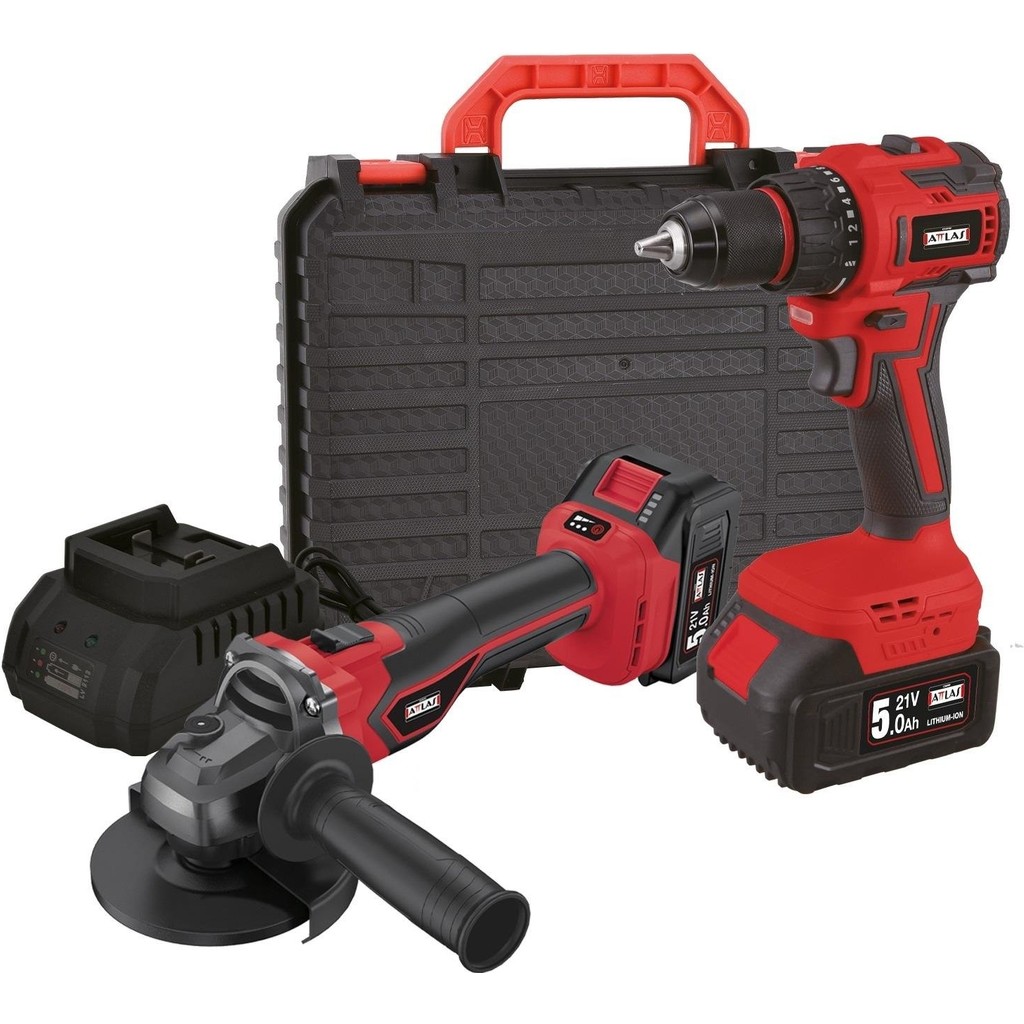 Attlas ATBL 21 2'li Kömürsüz Akülü Set Matkap + Taşlama 2 x 5.0Ah Akü - A0104099 Matkaplar Fiyatı
