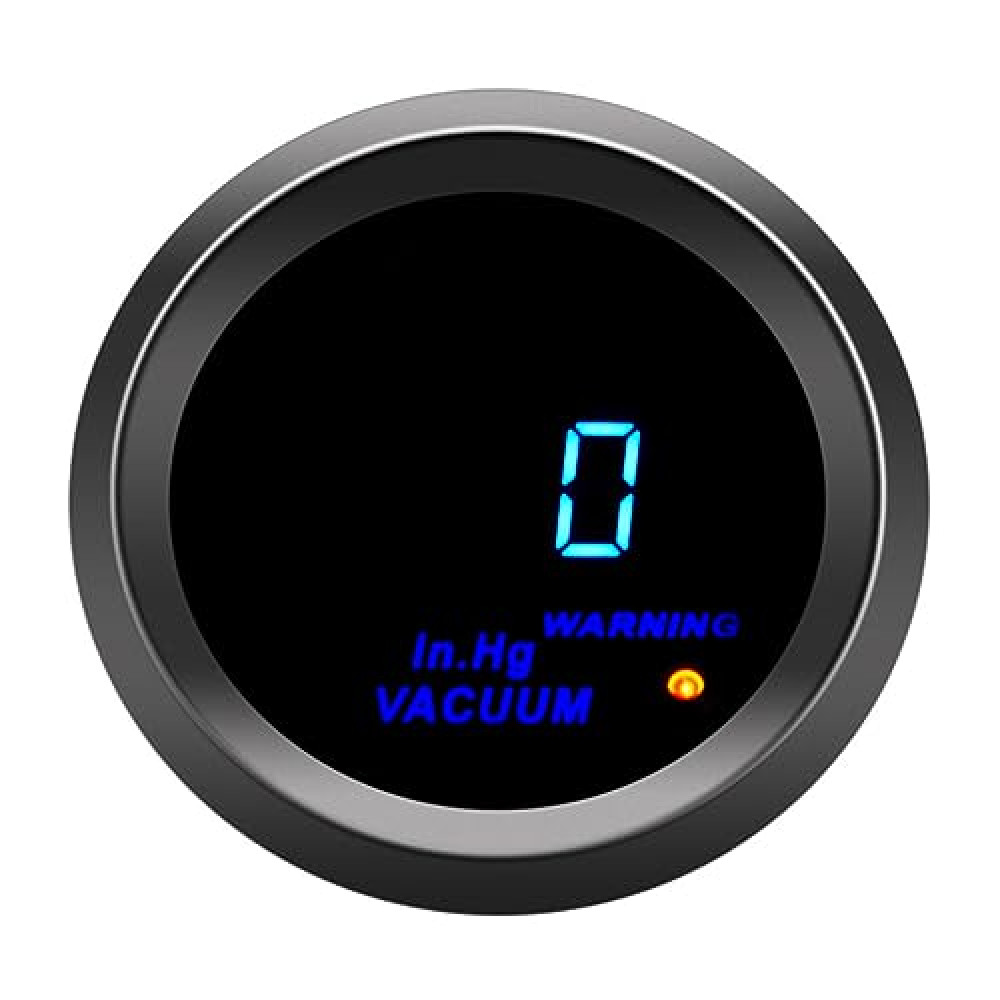 AUCELI Car Digital Vacuum Gauge, Universal Meter Kit, 2" 52mm & Blue LED Light Display