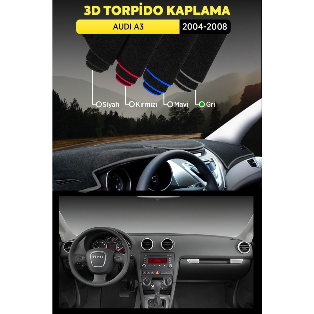 Audı A3 (2004-2008) 3d Torpido Koruma Kılıfı - Ön Göğüs Kaplama - Gri Diğer Fiyatı
